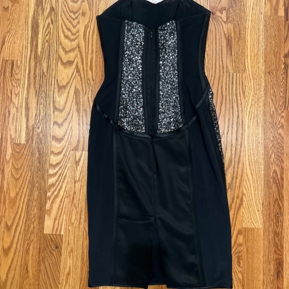 Marchesa Notte Black Sequin Strapless Dress Sz 2 - Picture 2 of 3